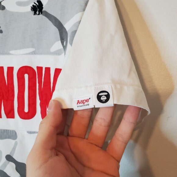 Y2k AAPE BAPE Camo Spell Out Shirt White Size M - Picture 4 of 7